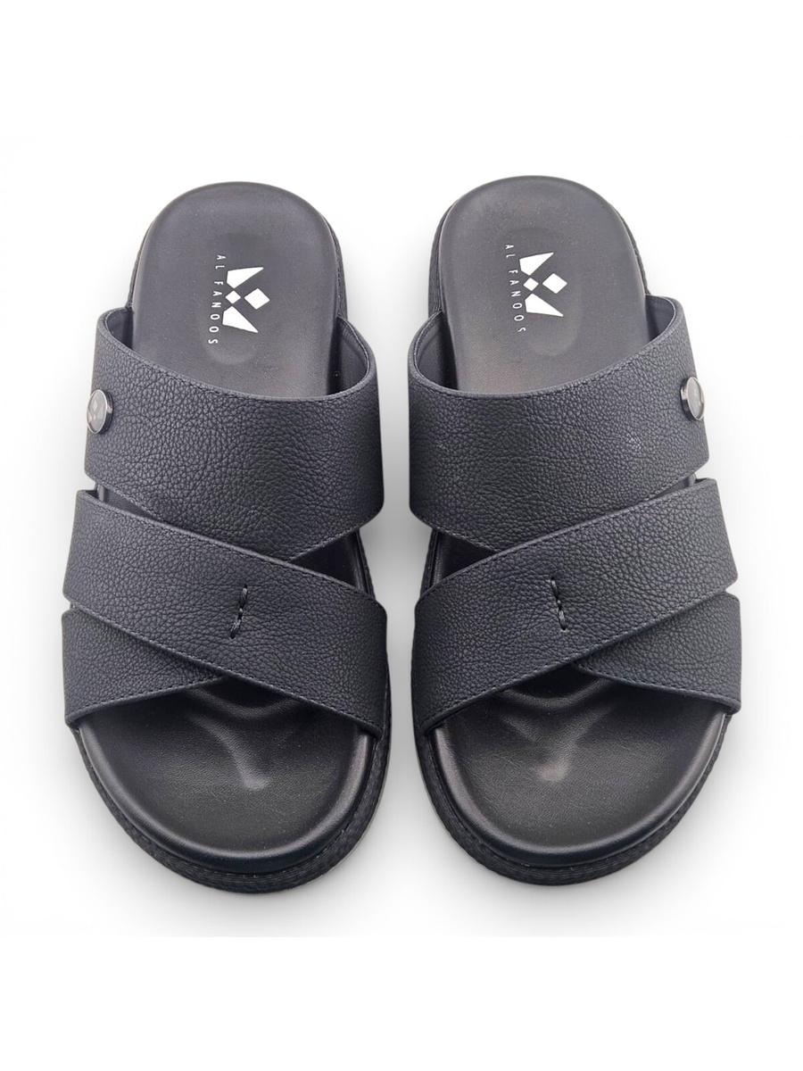 Men Black Comfort Cross-Strap Casual Sandals