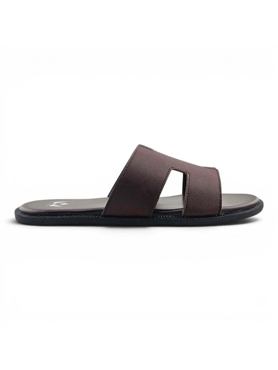 Brown Open Toe Slide Sandals
