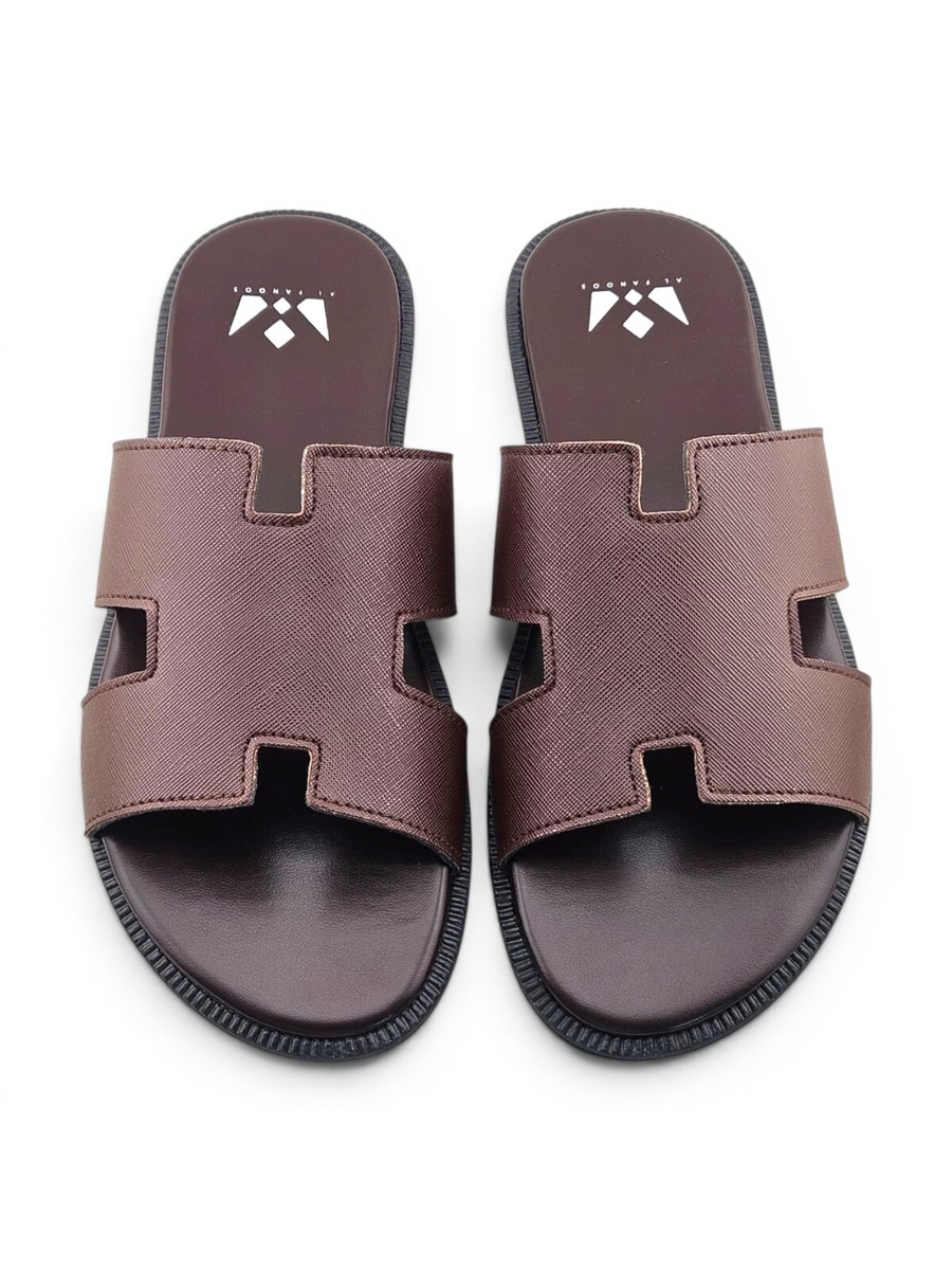 Brown Open Toe Slide Sandals