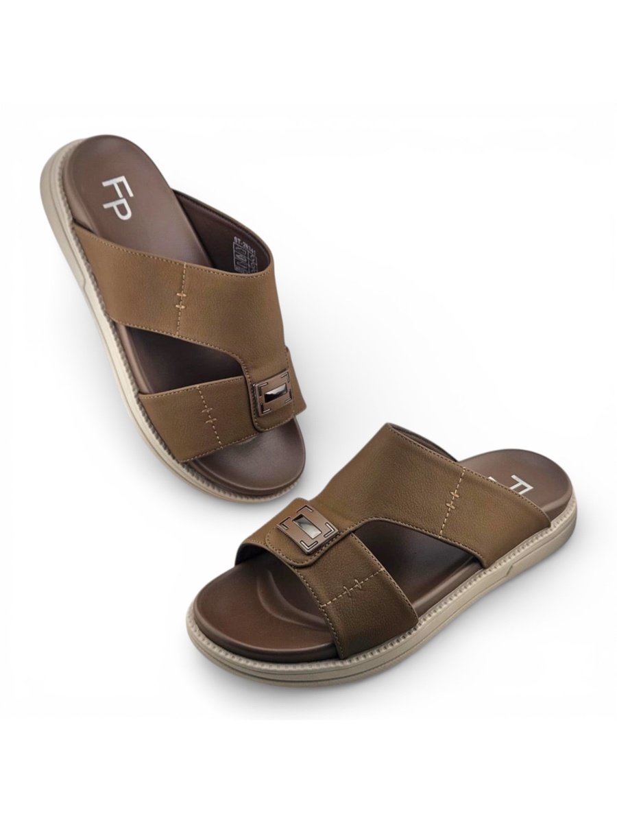 Men Khaki Comfort Slide Sandals