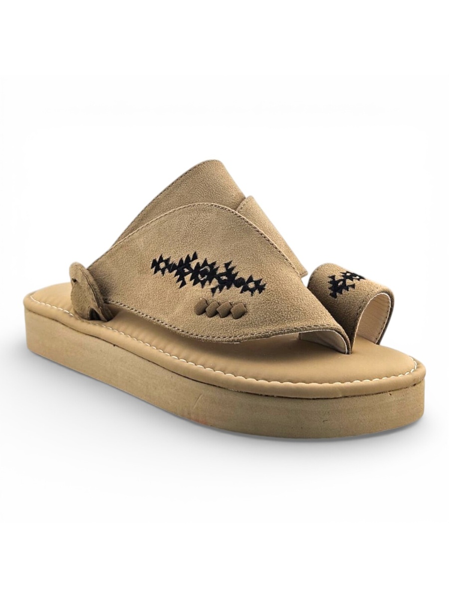 Beige Embroidered Arabic Sandals