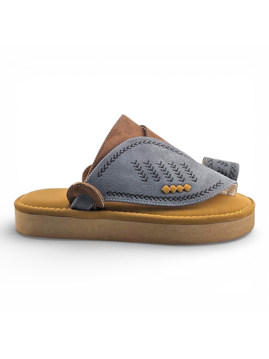 Boys Grey Toe-Post Comfort Arabic Slippers