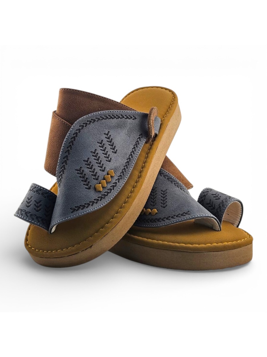 Boys Grey Toe-Post Comfort Arabic Slippers