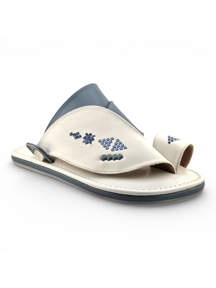 White Embroidered Arabic Sandals