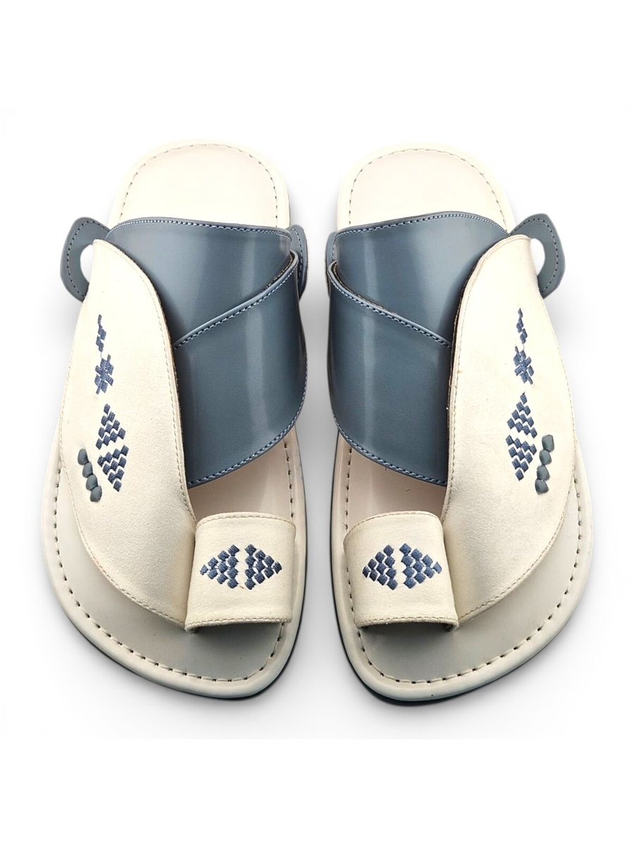 White Embroidered Arabic Sandals