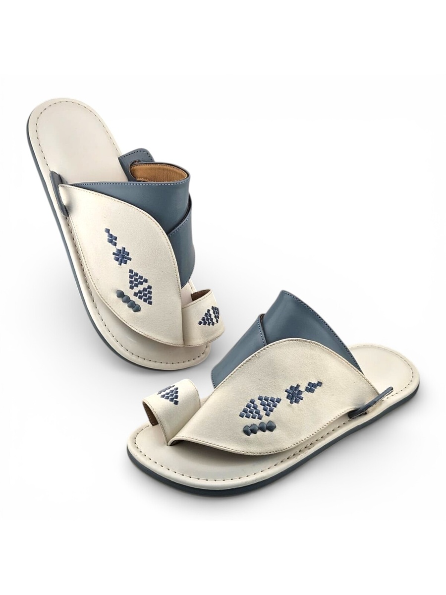 White Embroidered Arabic Sandals
