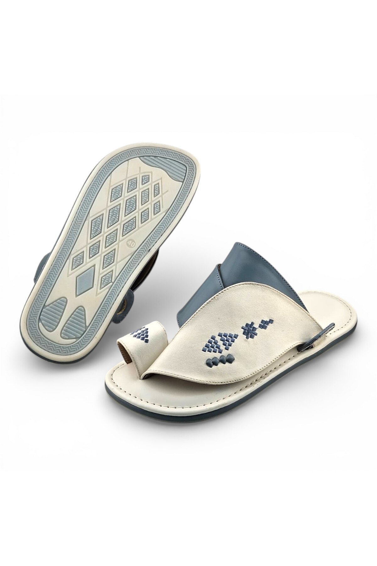 White Embroidered Arabic Sandals