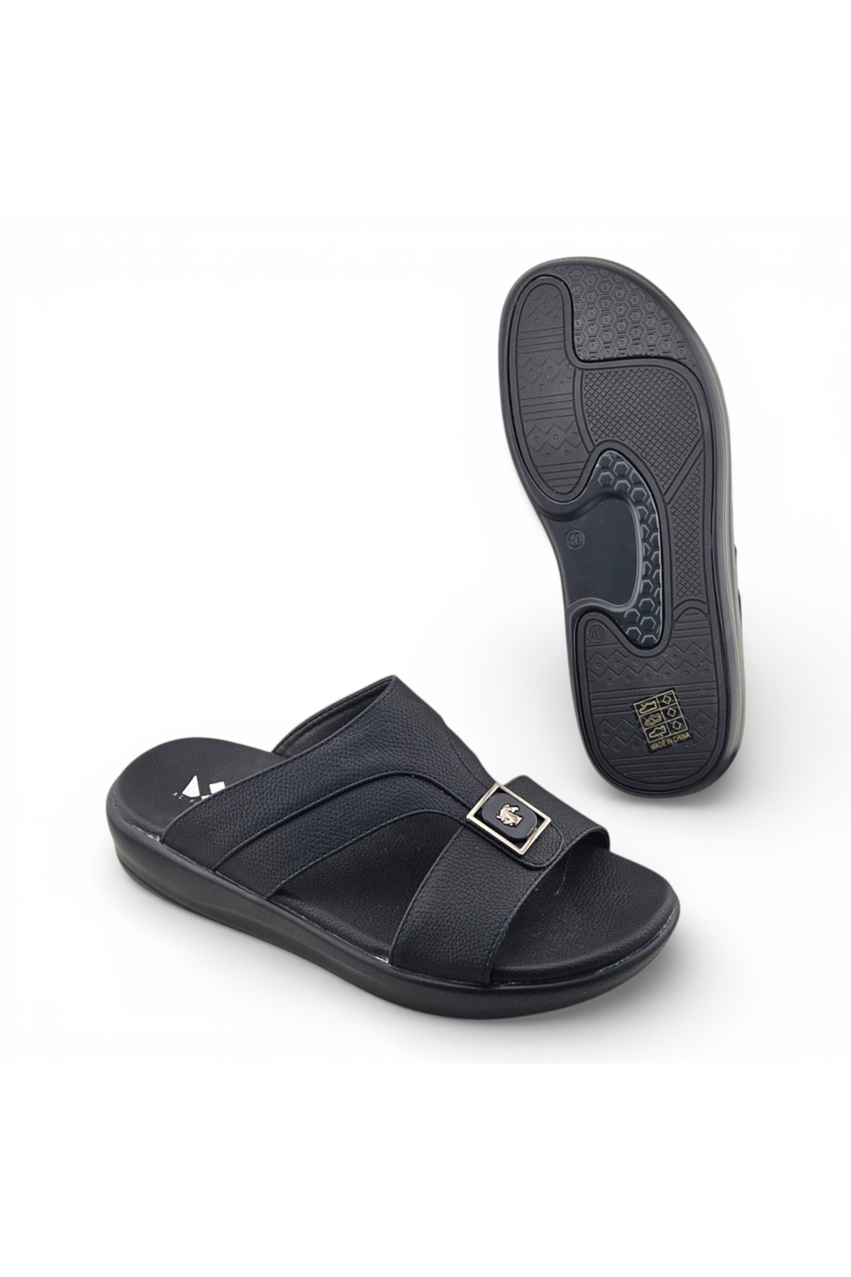 Black Open Toe Slide Sandals