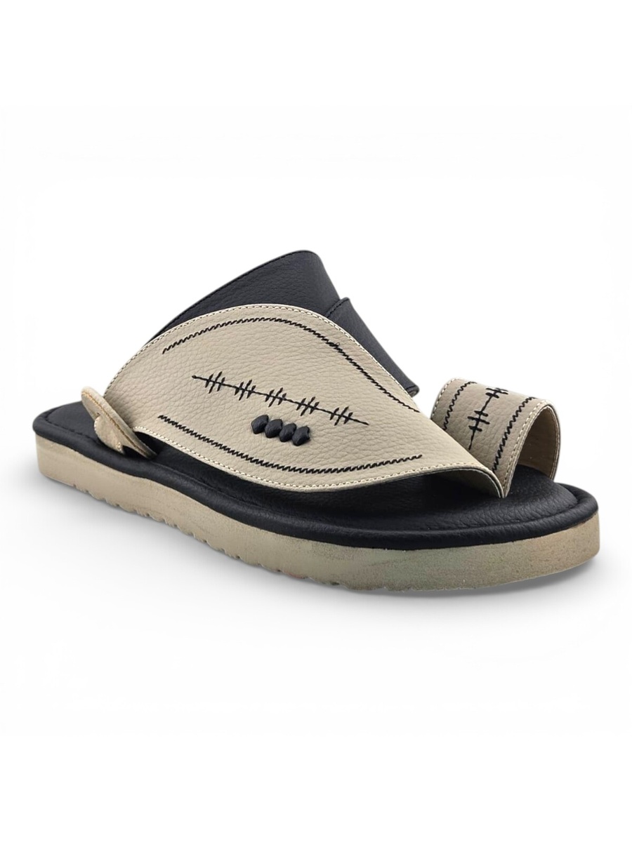 Beige Embroidered Arabic Sandals