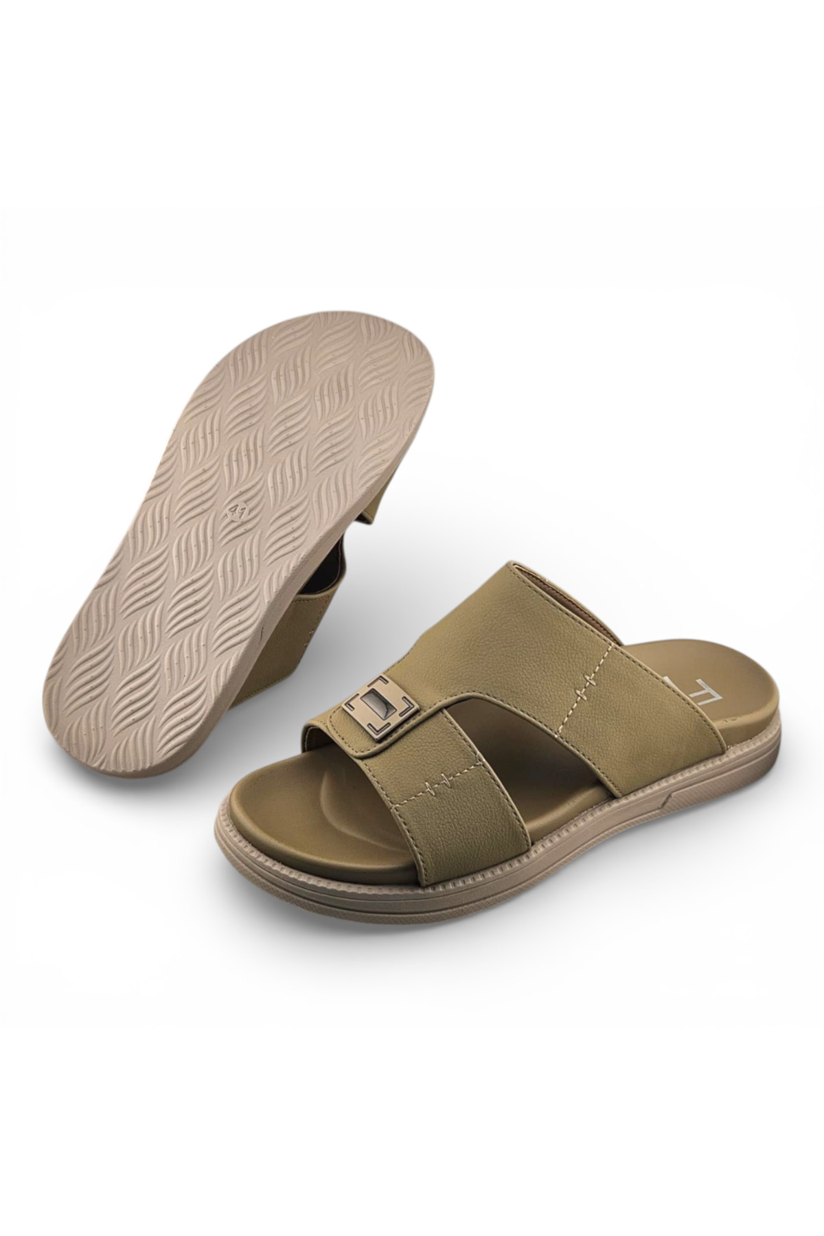 Men Beige Comfort Slide Sandals - Casual and Stylish