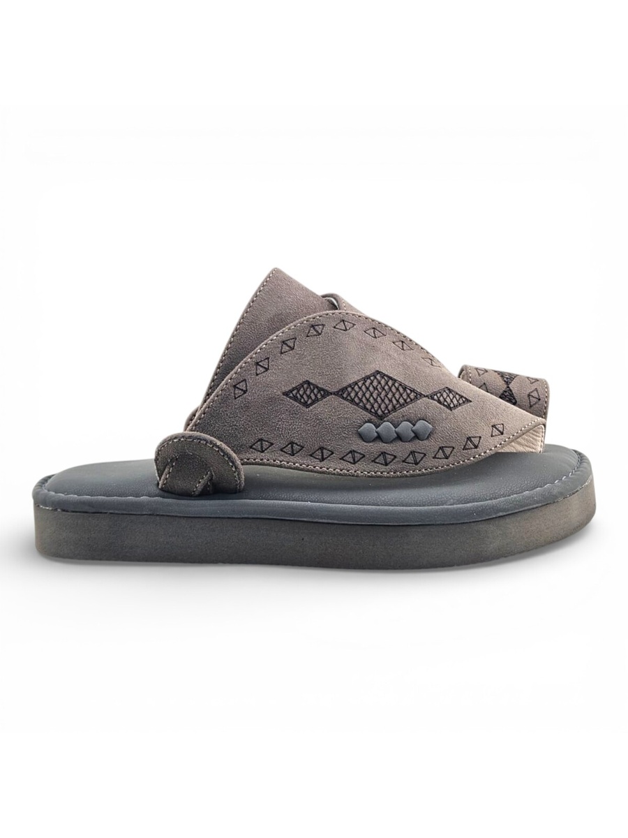 Boys Grey Toe-Post Comfort Arabic Slippers