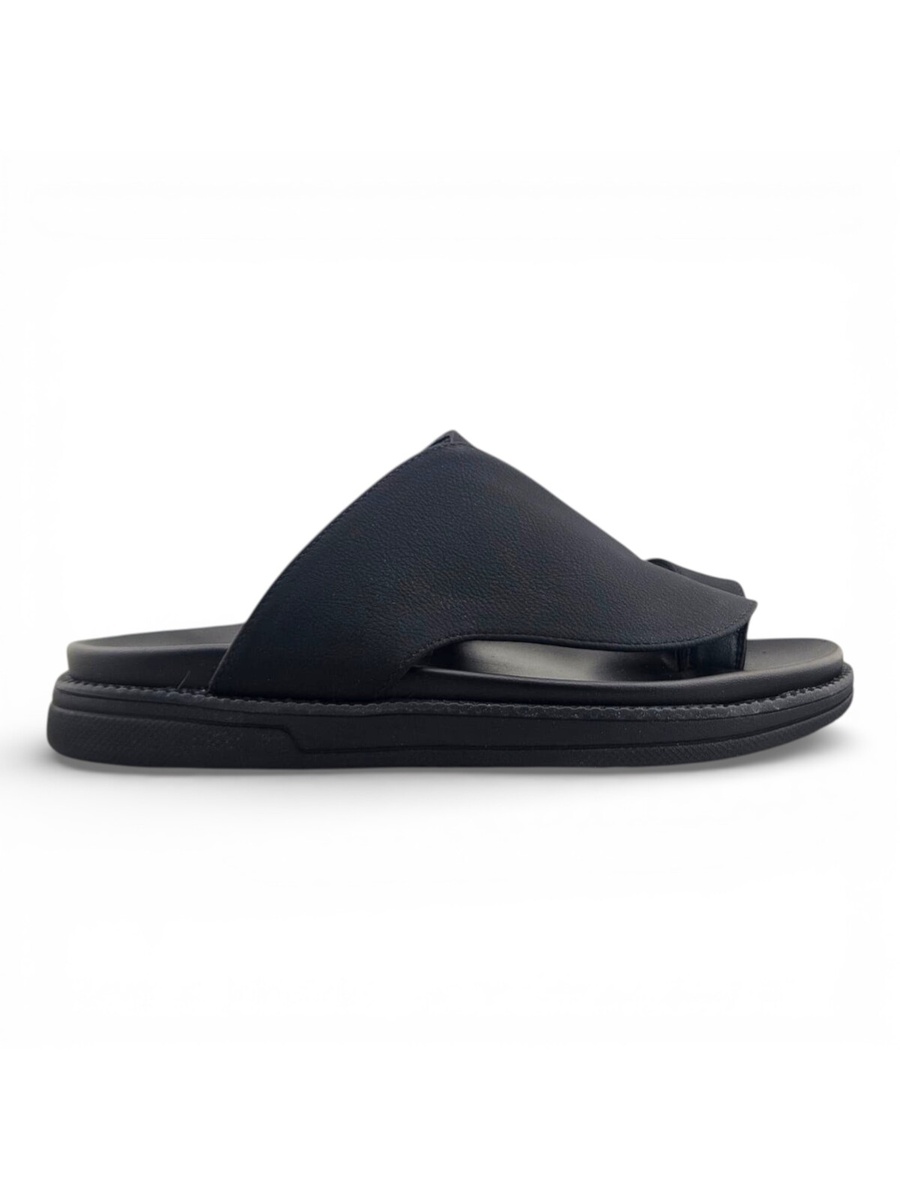 Black Open Toe Textured Arabic Sandals 