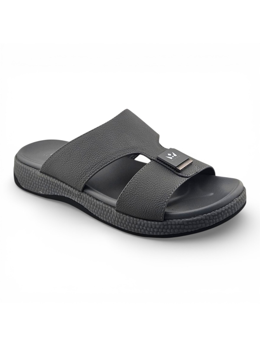 Grey Open Toe Slide Sandals