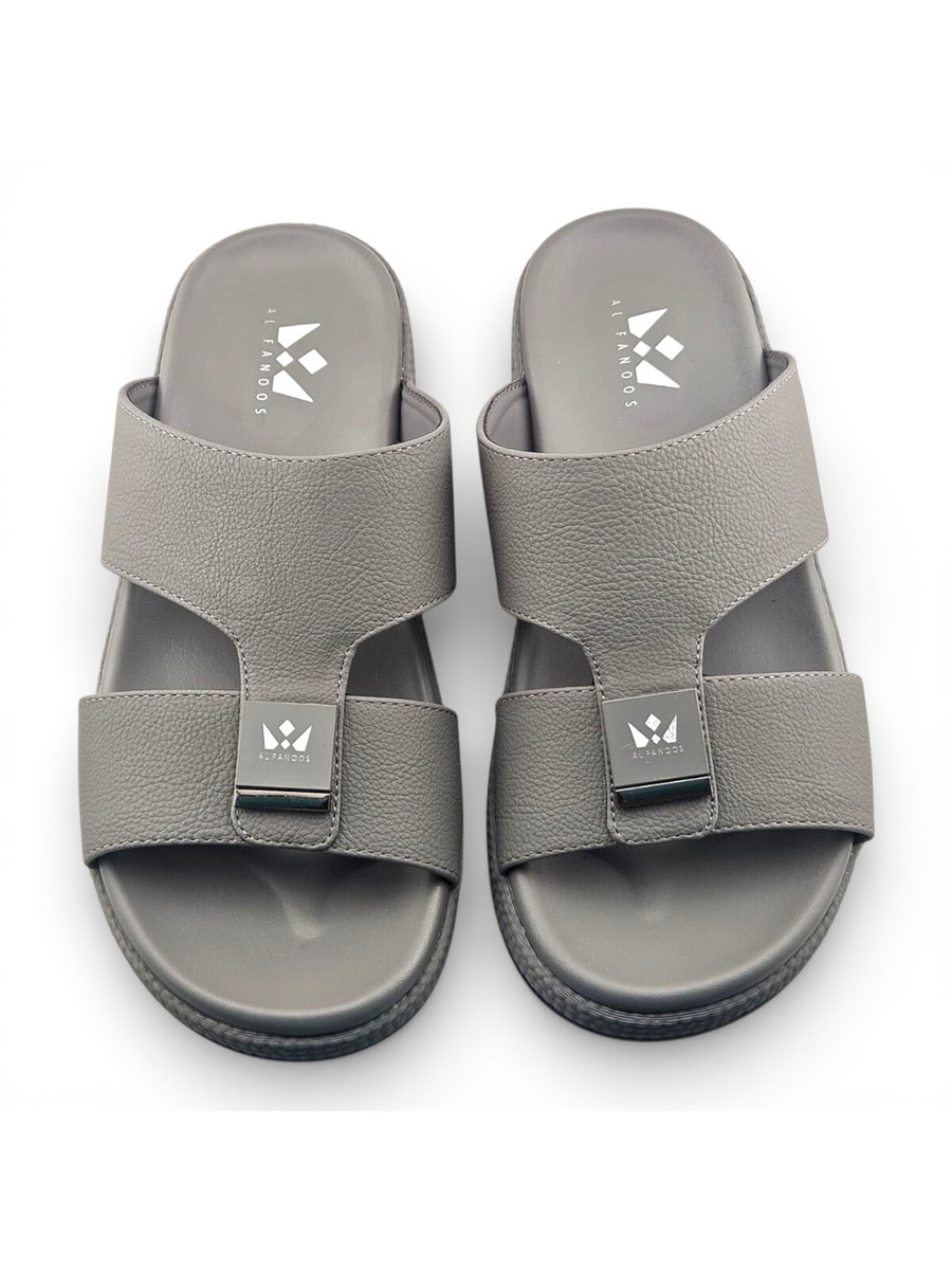 Grey Open Toe Slide Sandals