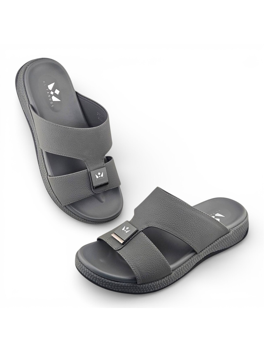 Grey Open Toe Slide Sandals