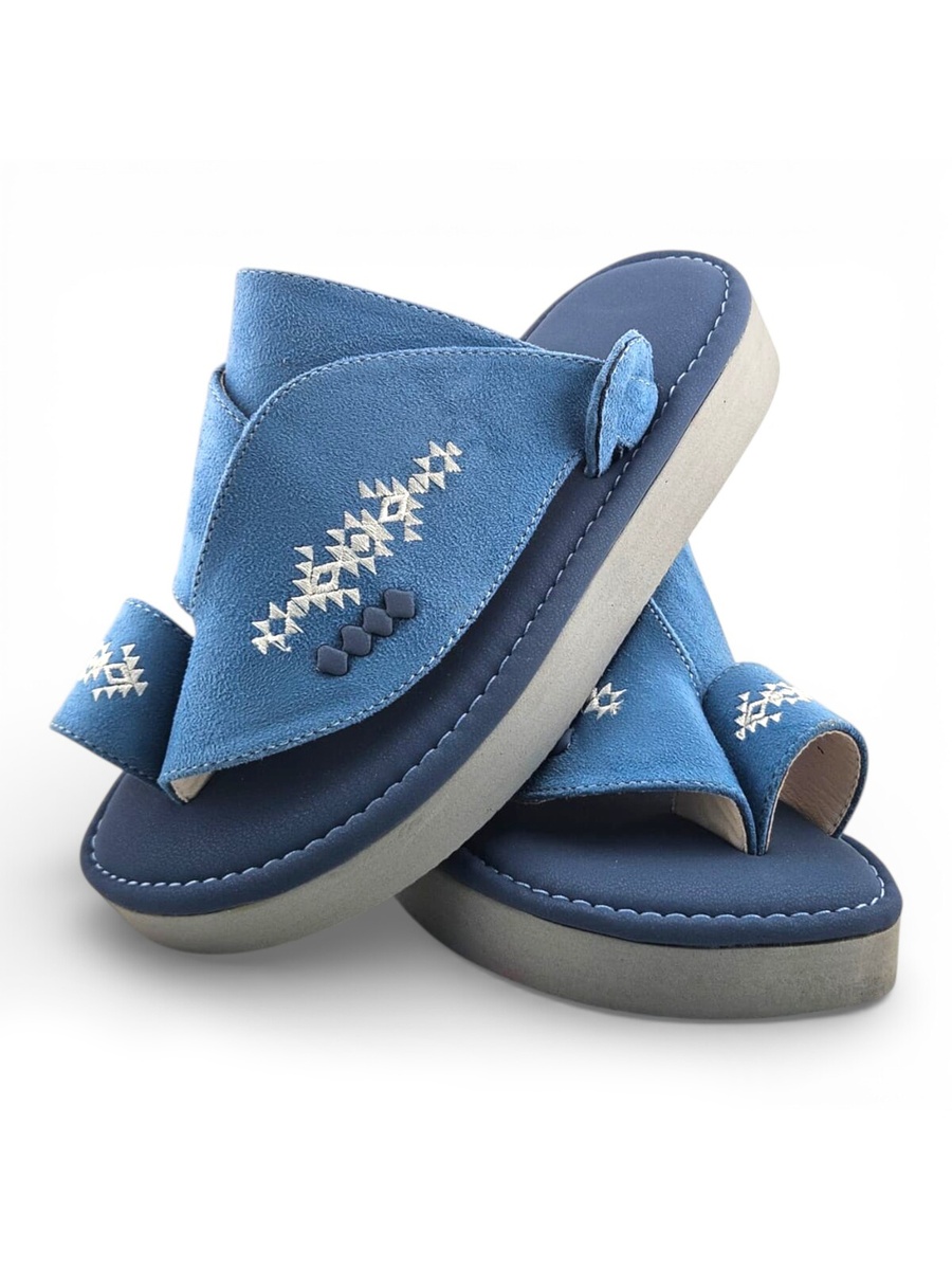 Blue Embroidered Arabic Sandals