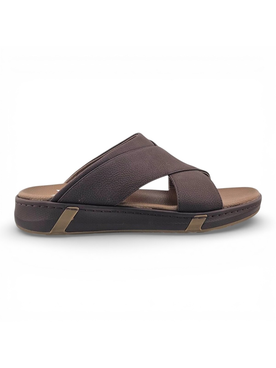 Coffee Brown Open Toe Slide Sandals