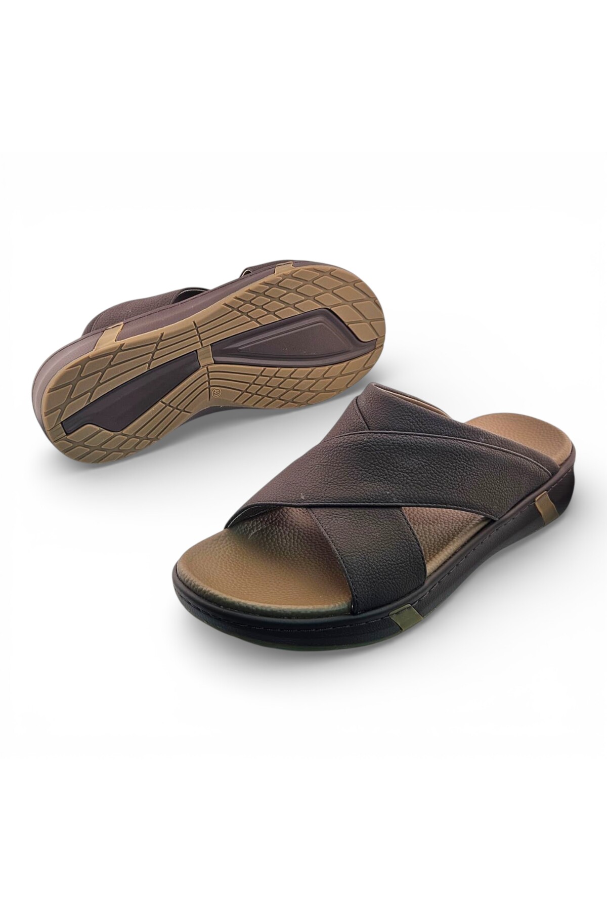 Coffee Brown Open Toe Slide Sandals