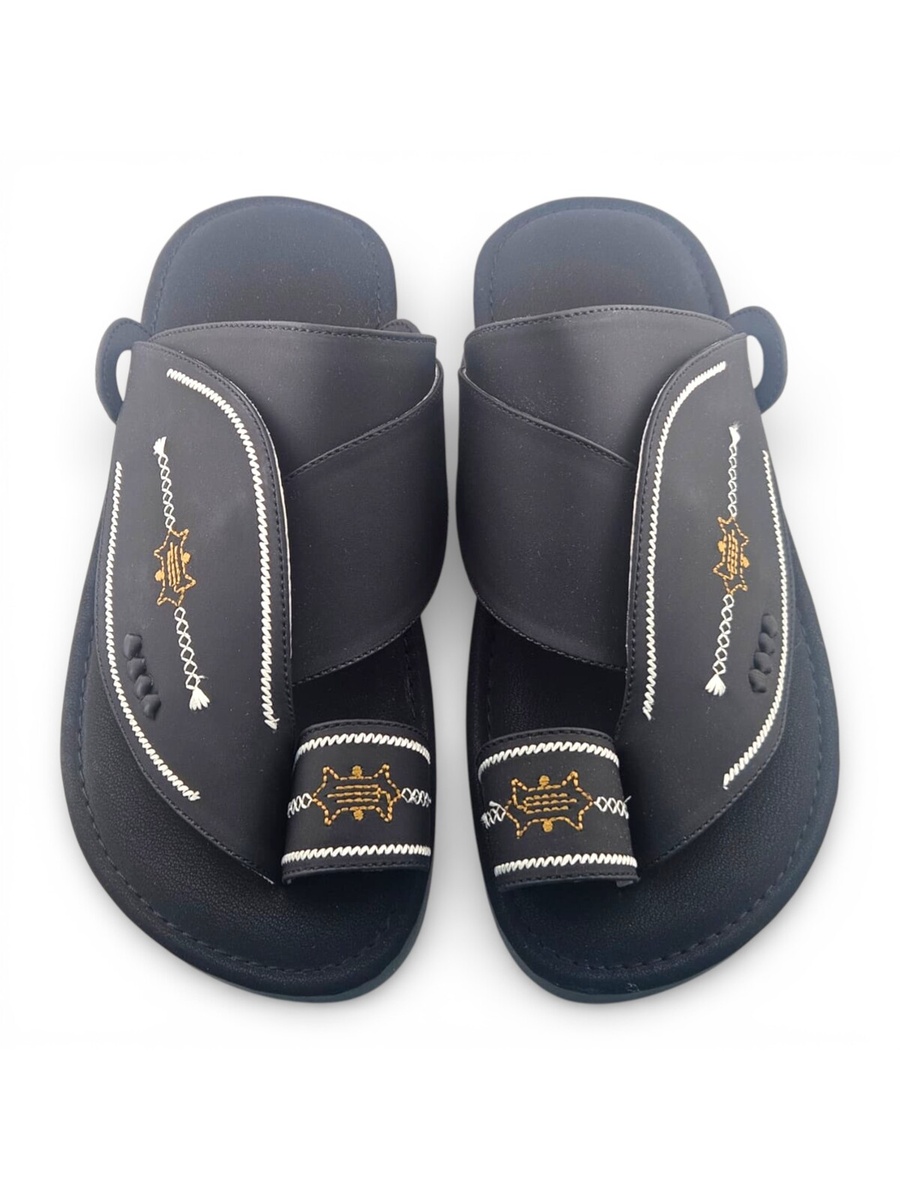 Black Embroidered Arabic Sandals