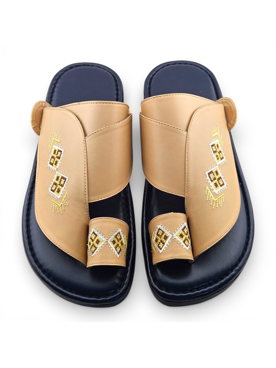 Beige Embroidered Arabic Sandals