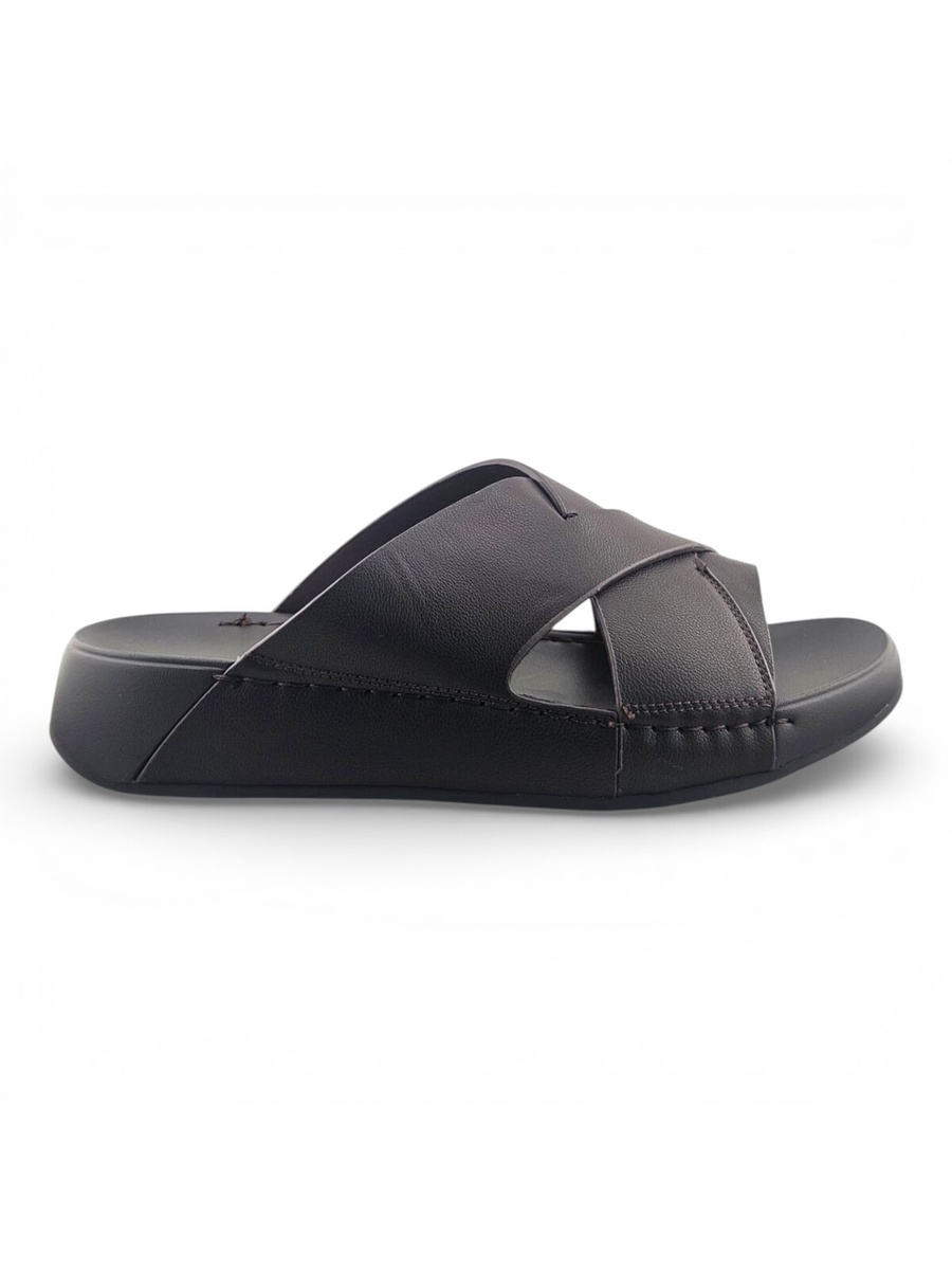 Coffee Brown Open Toe Slide Sandals