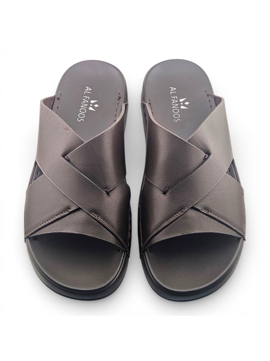 Coffee Brown Open Toe Slide Sandals