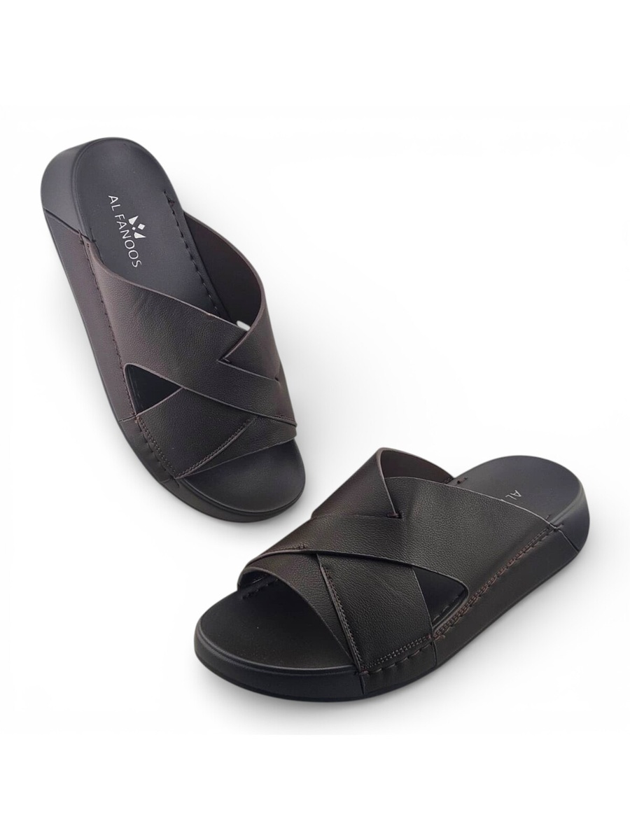 Coffee Brown Open Toe Slide Sandals