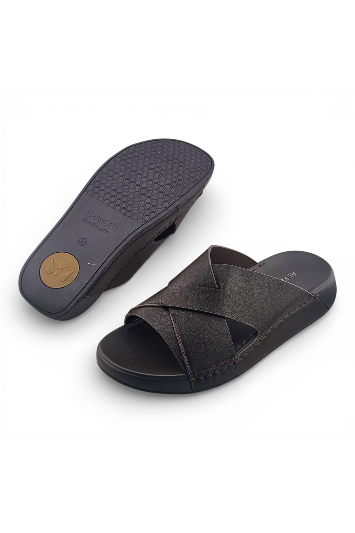 Coffee Brown Open Toe Slide Sandals