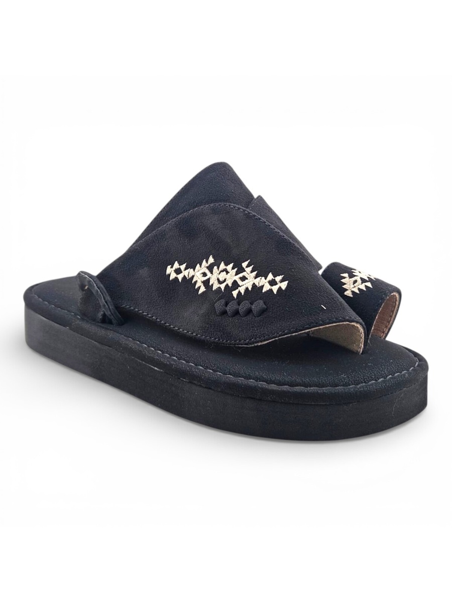 Black Embroidered Arabic Sandals
