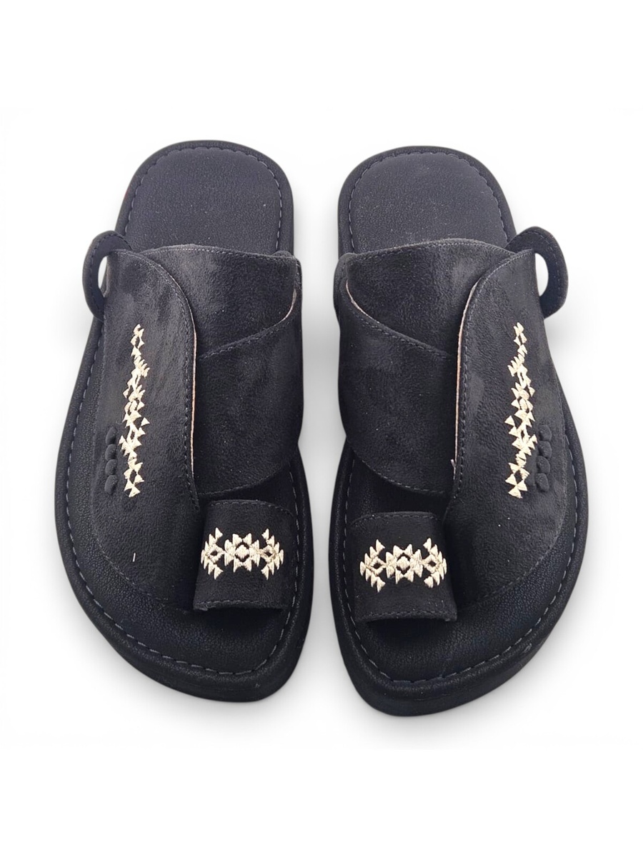 Black Embroidered Arabic Sandals
