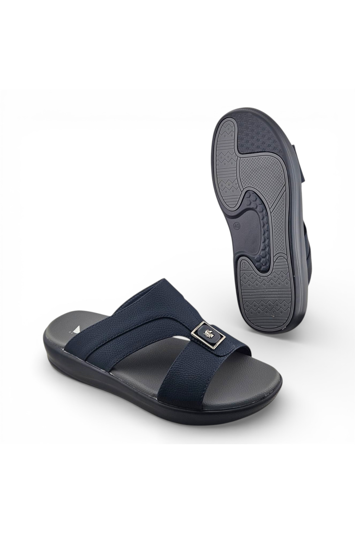 Blue Open Toe Slide Sandals