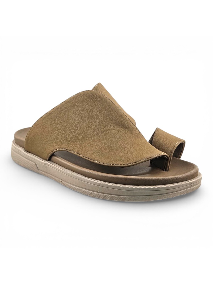 Khaki Open Toe Textured Arabic Sandals 