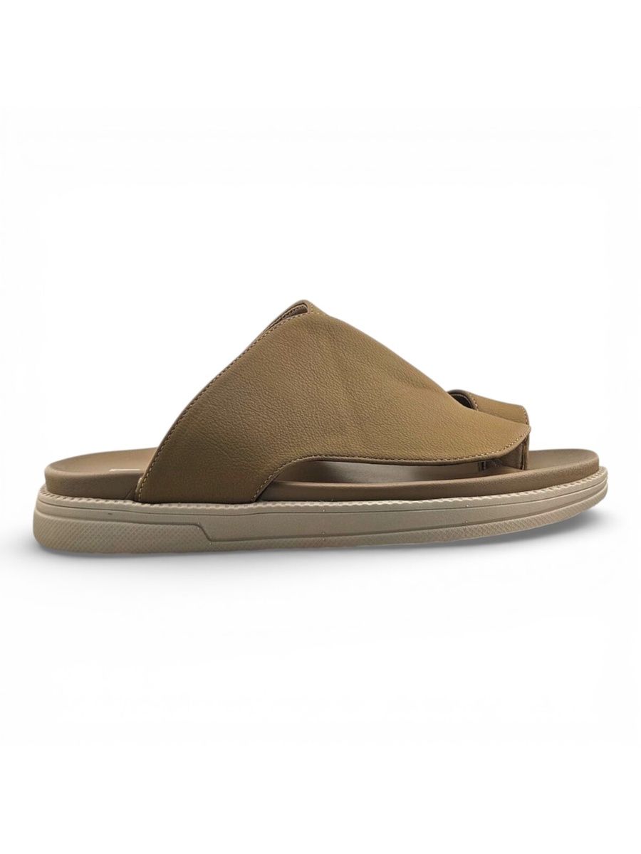 Khaki Open Toe Textured Arabic Sandals 