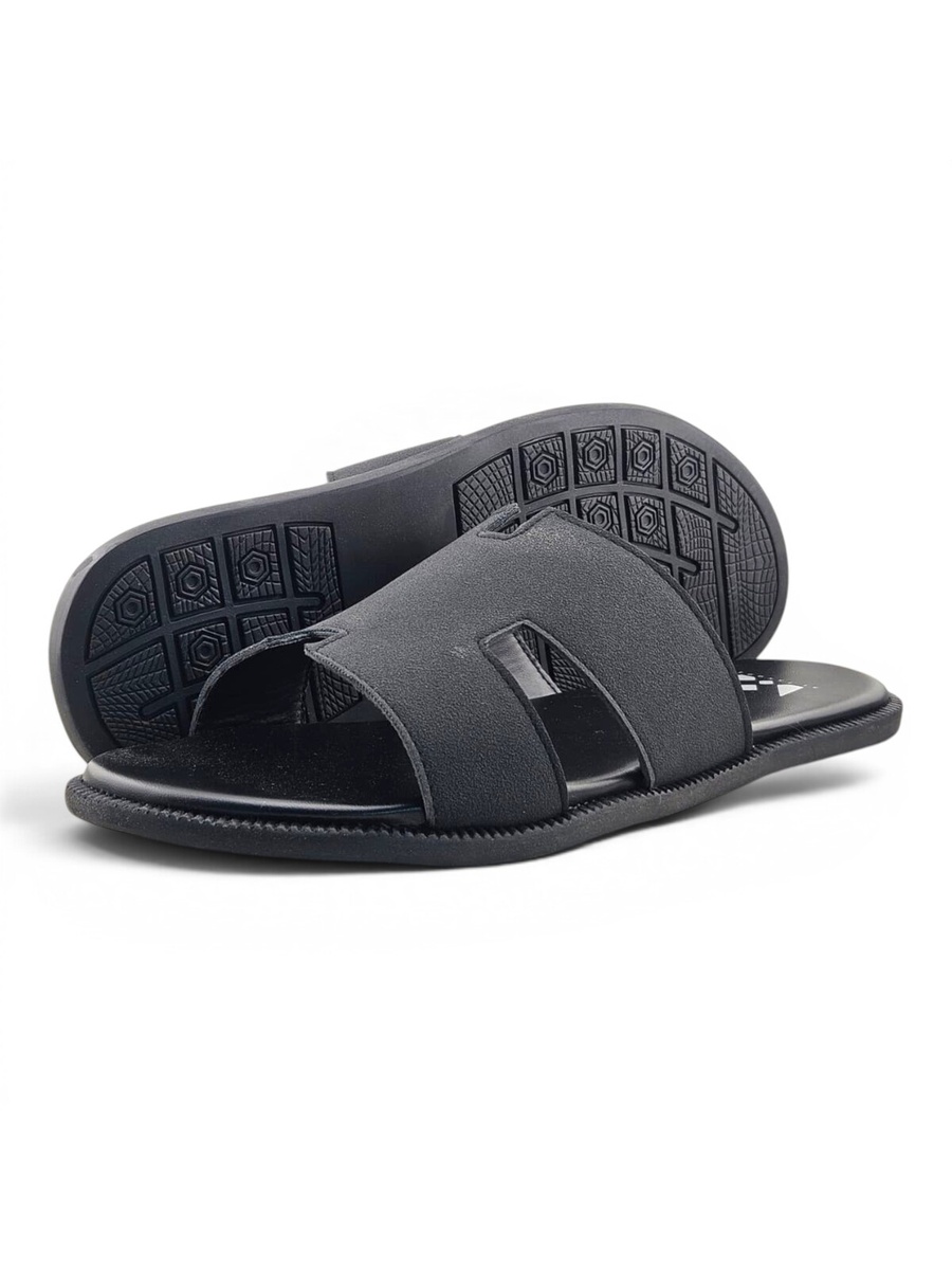 Black Open-Toe Slide Sandals