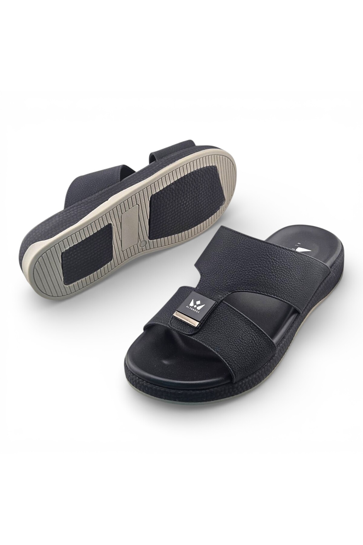 Black Open Toe Slide Sandals
