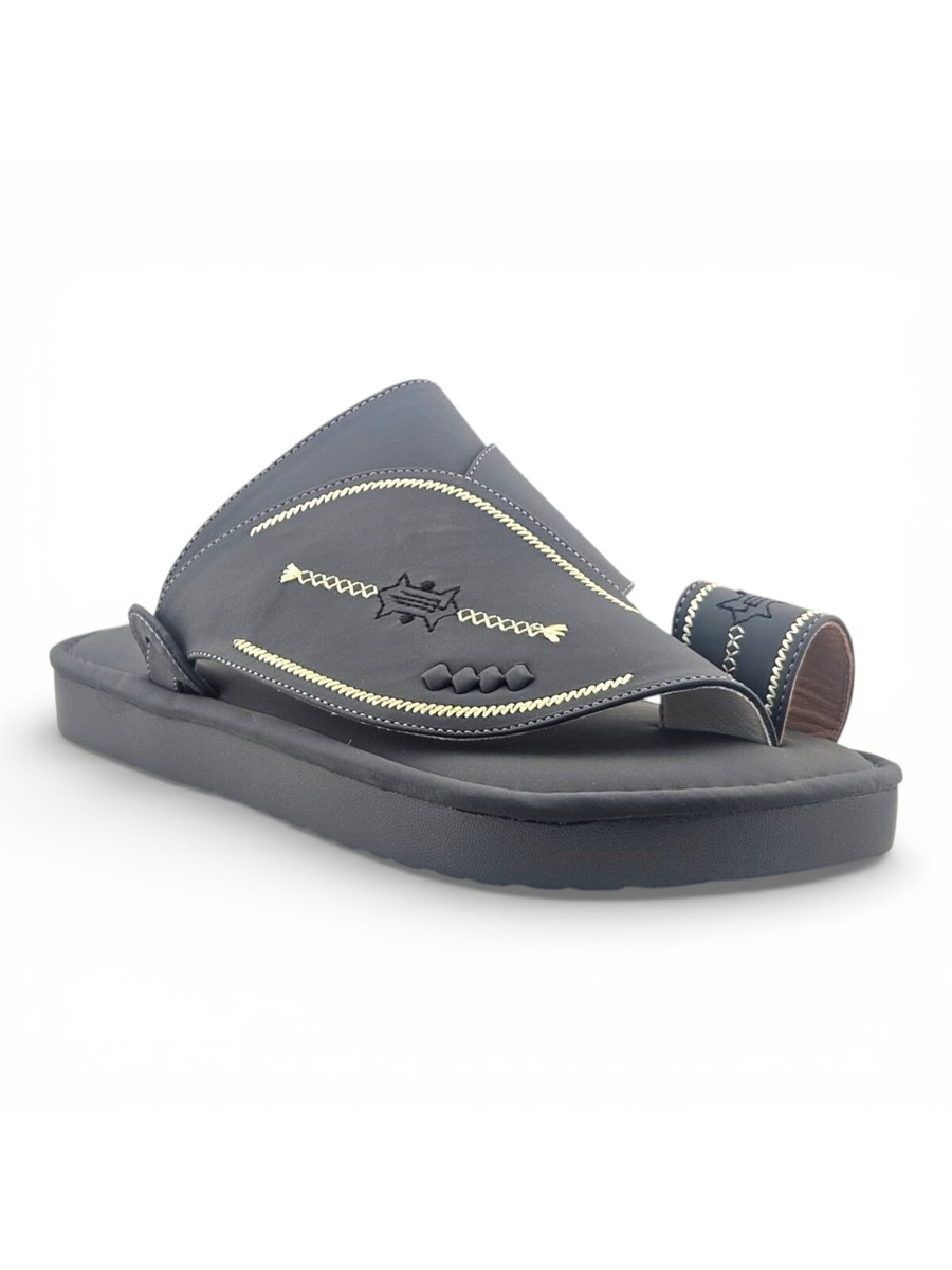 Grey Embroidered Arabic Sandals