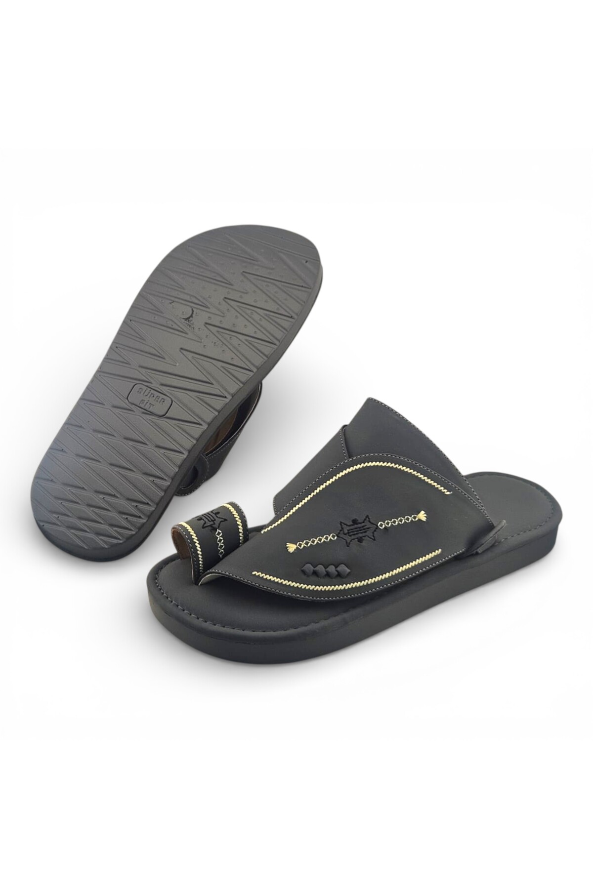 Grey Embroidered Arabic Sandals