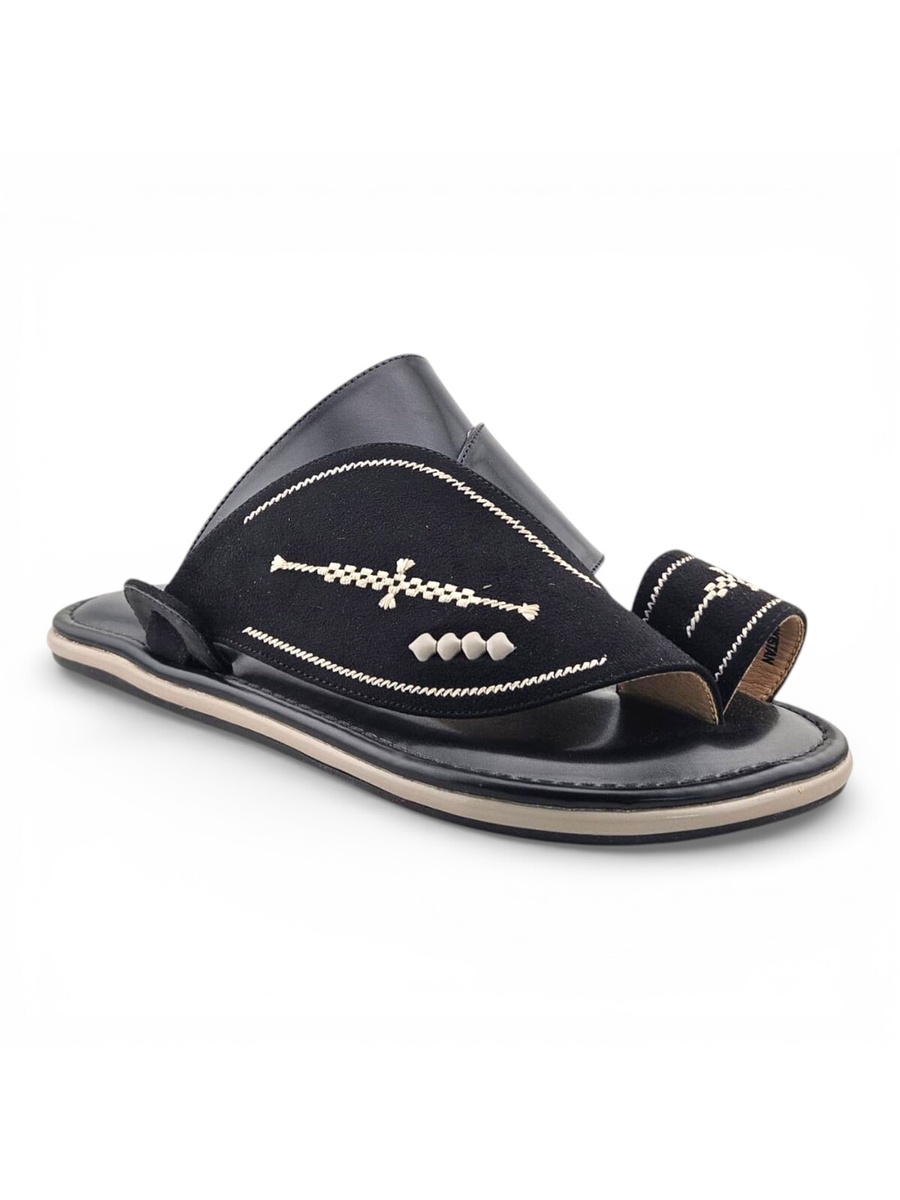 Black Embroidered Arabic Sandals