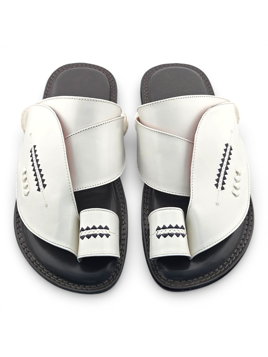 Men White Arabic Leather Sandals 