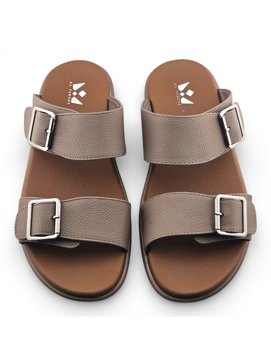 Men Khaki Comfort Buckle Sandals - Casual Slip-On