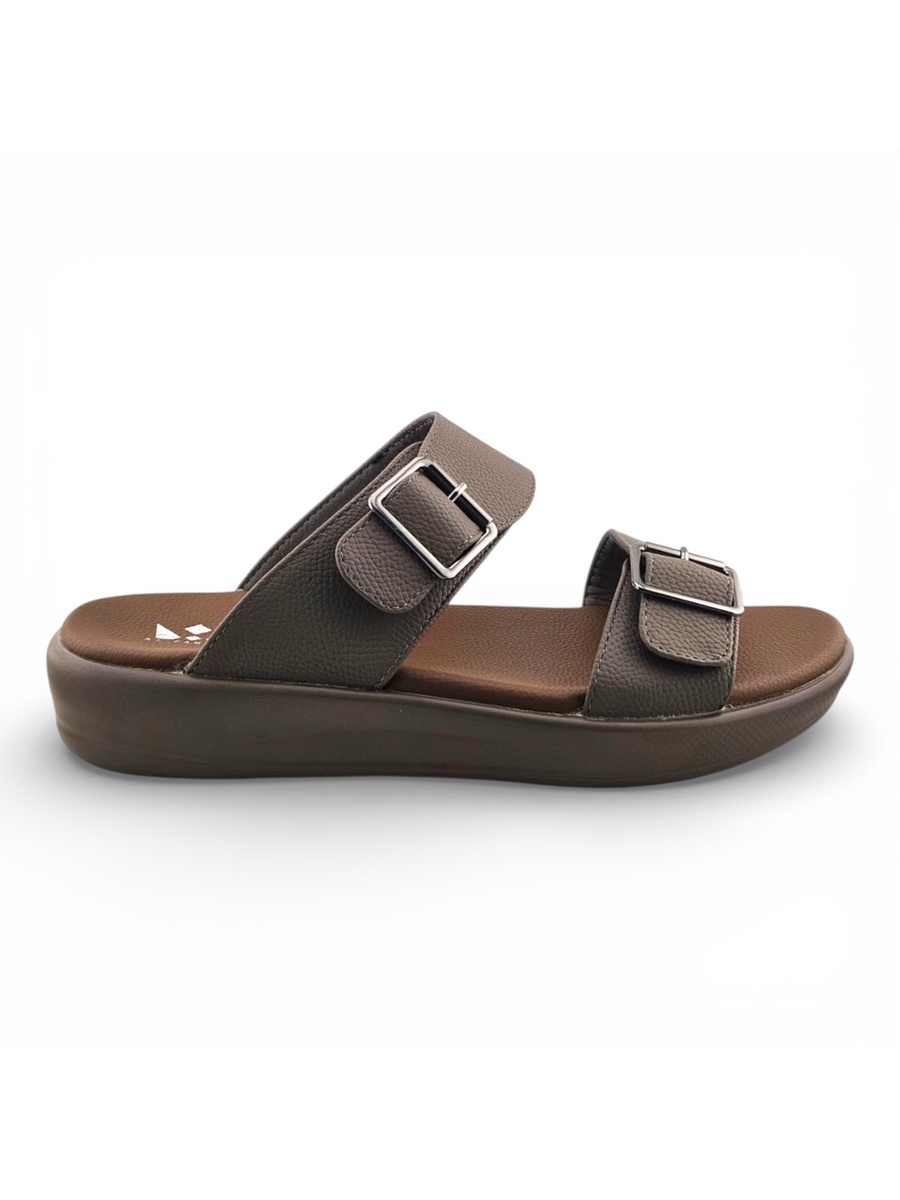 Men Khaki Comfort Buckle Sandals - Casual Slip-On