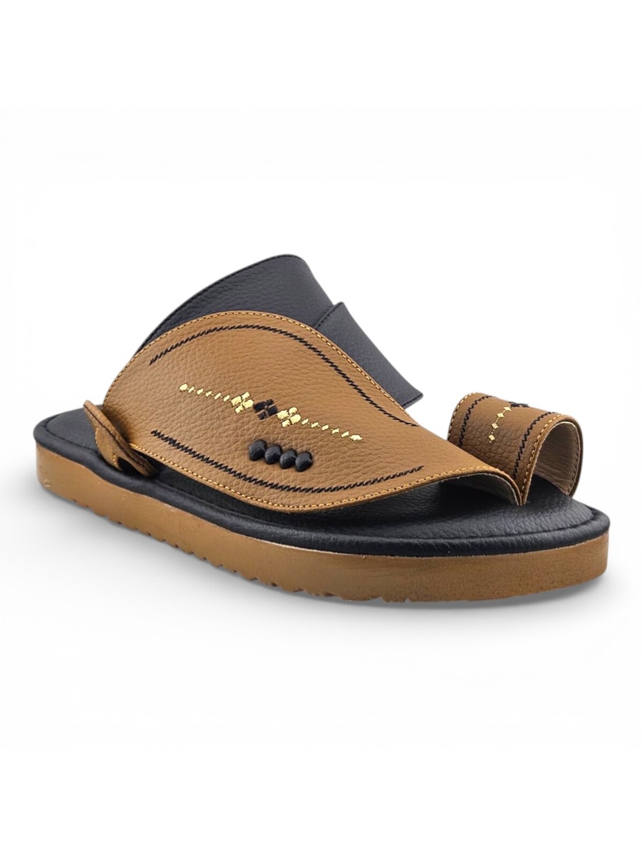 Men Mustard Tan Leather Arabic Sandals