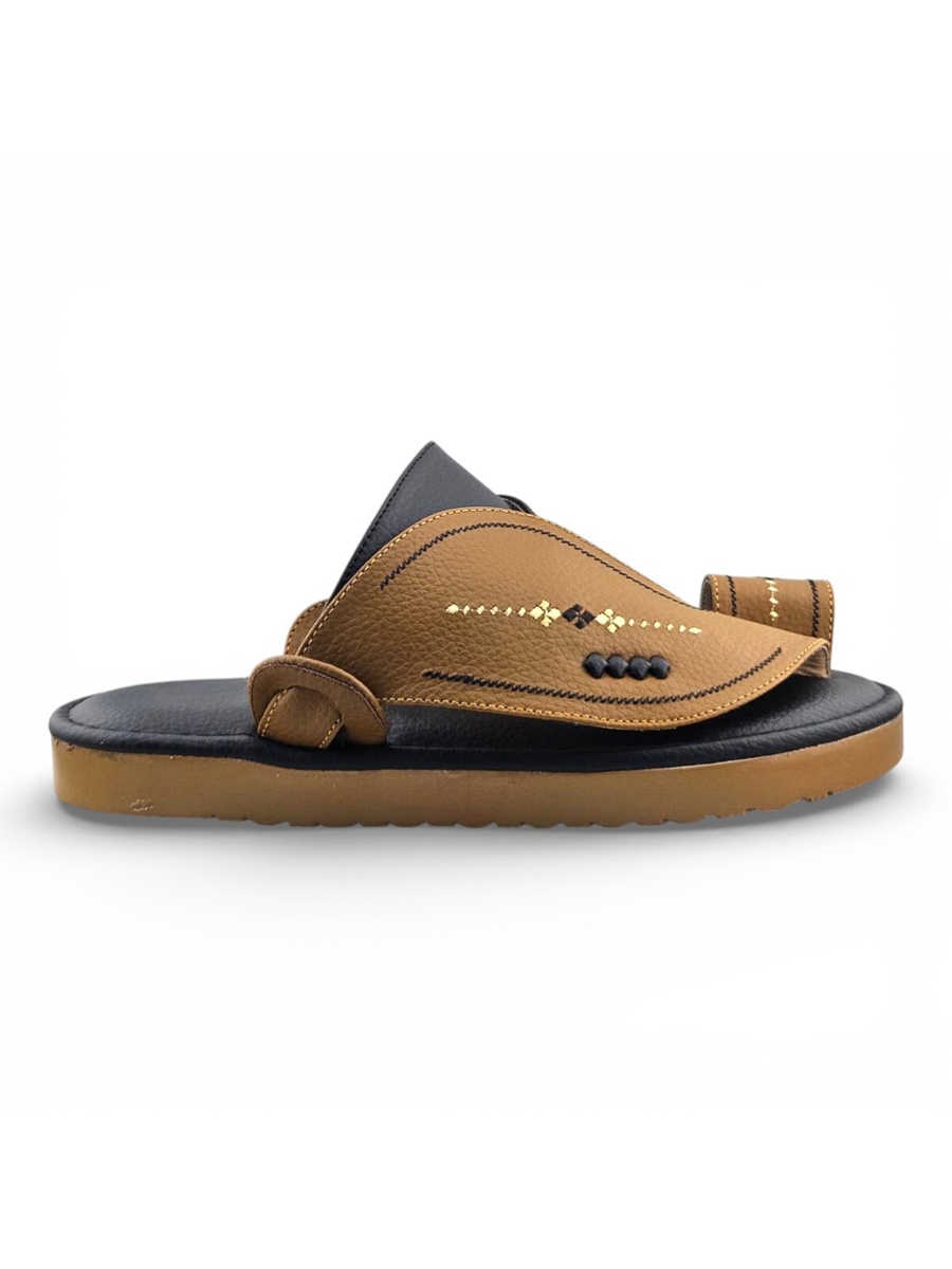 Men Mustard Tan Leather Arabic Sandals