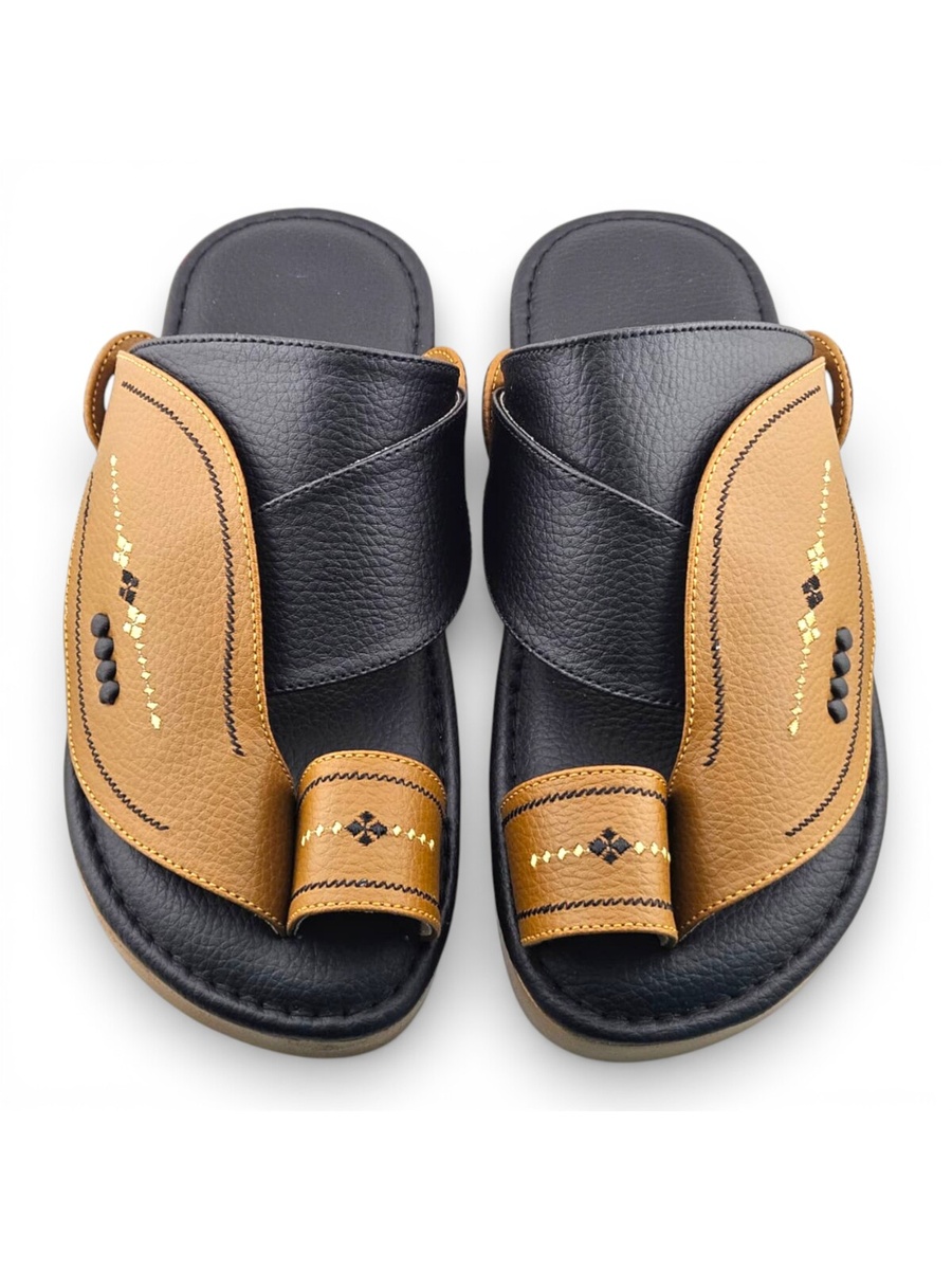Men Mustard Tan Leather Arabic Sandals