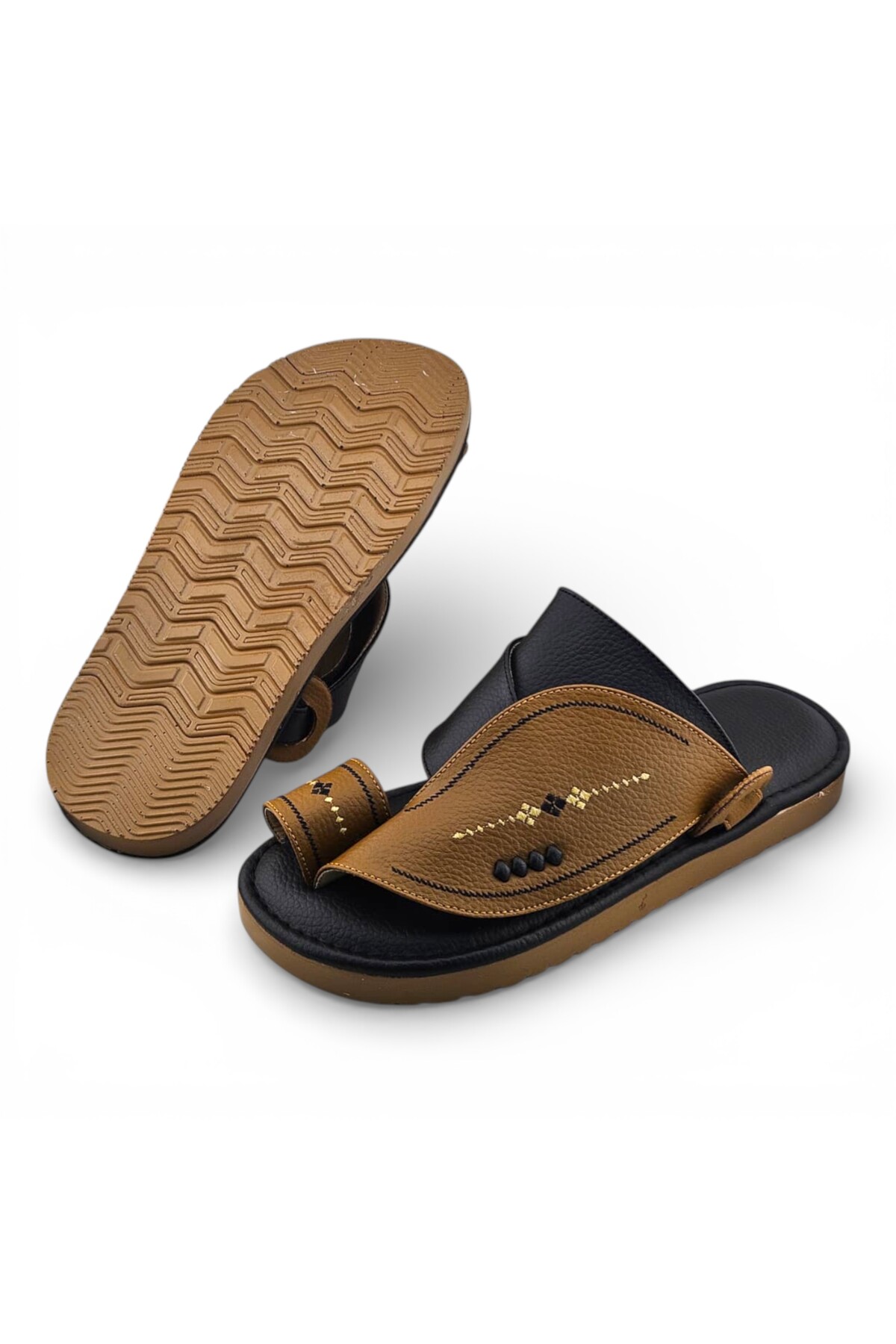 Men Mustard Tan Leather Arabic Sandals