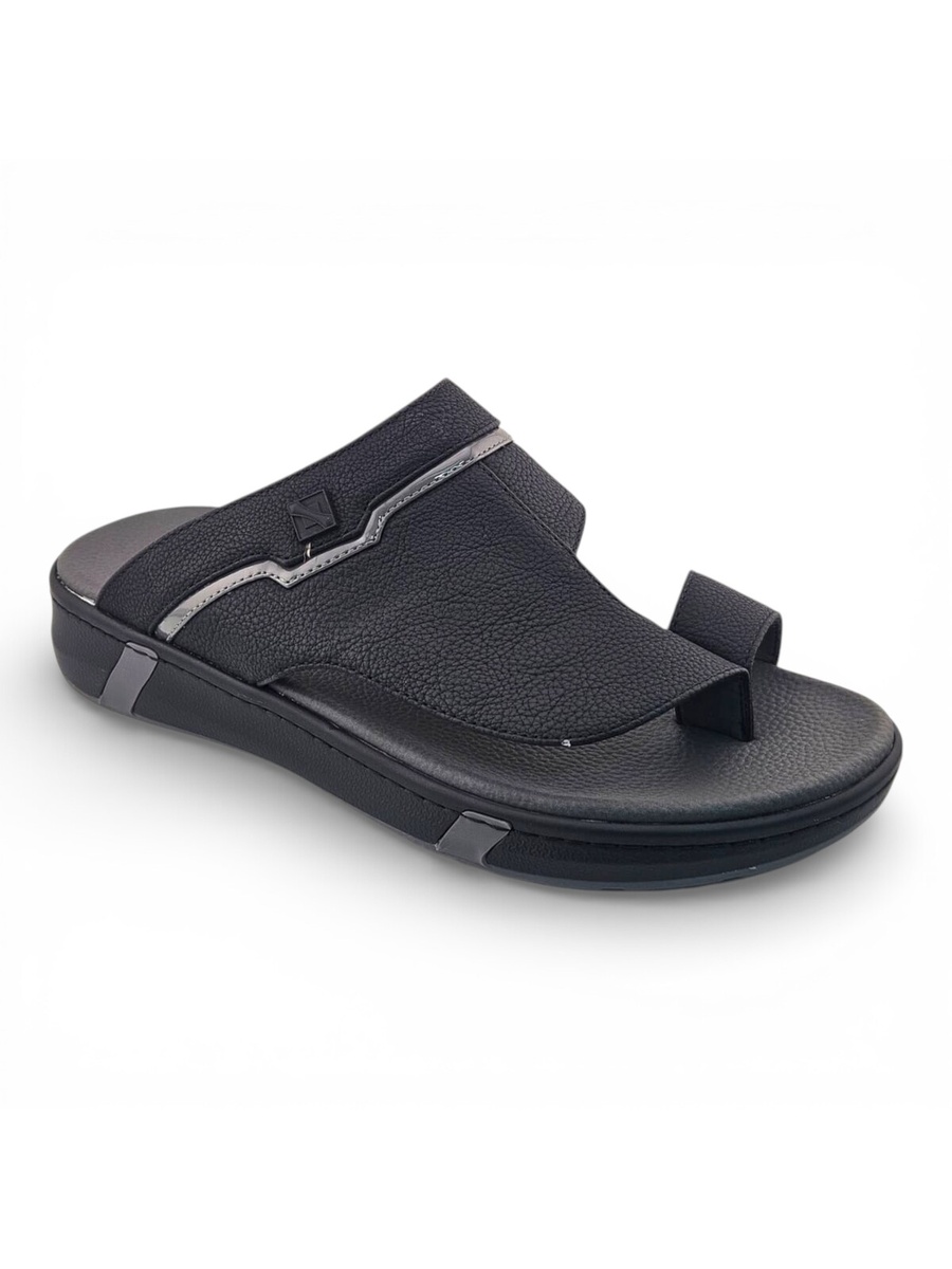 Men Black Leather Comfort Sandals