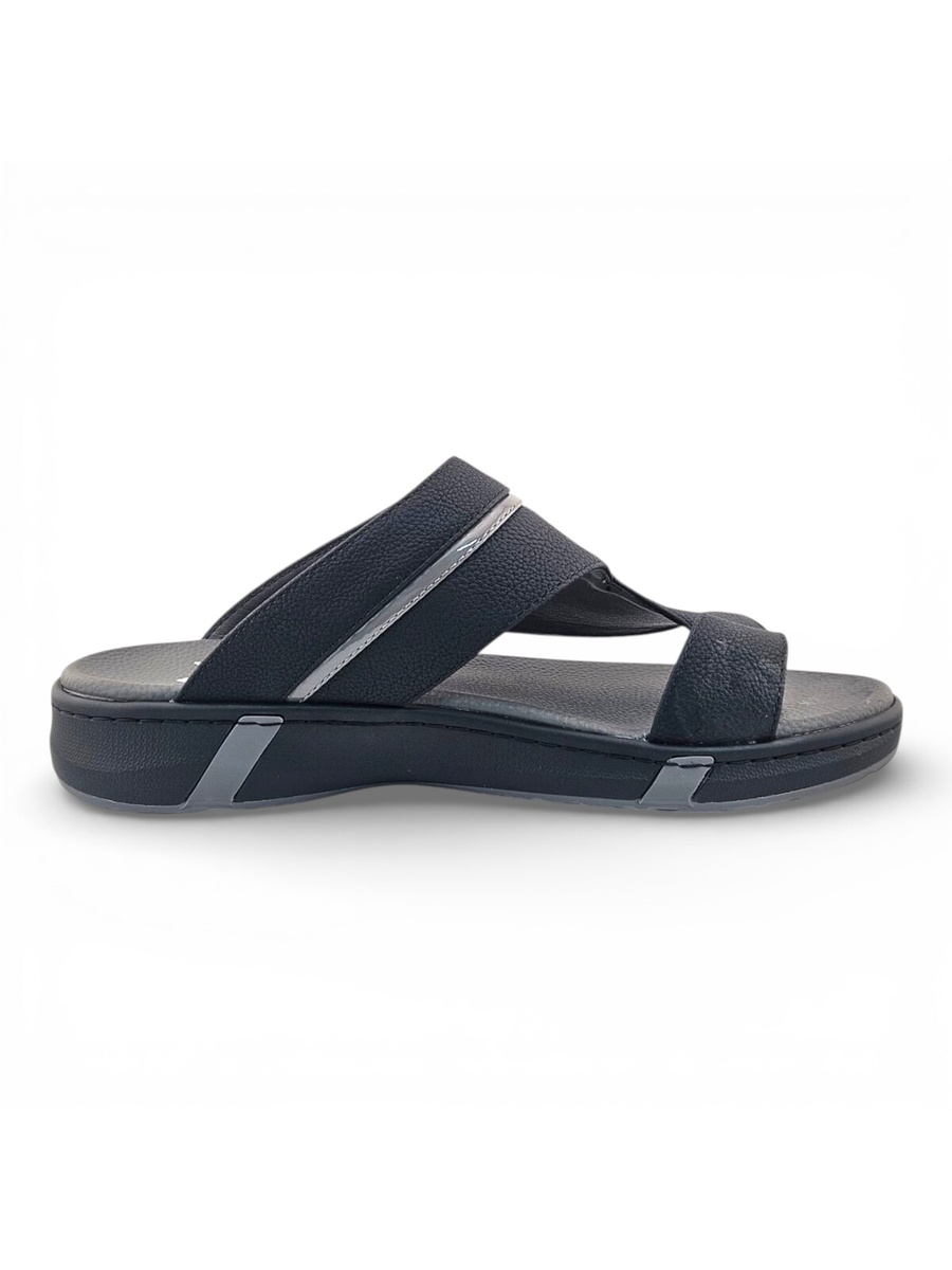 Men Black Leather Comfort Sandals