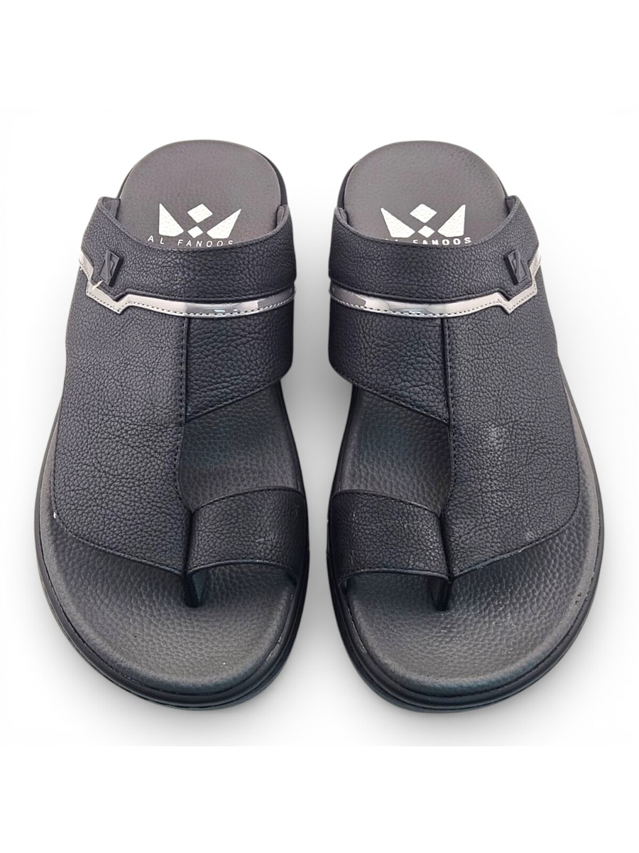 Men Black Leather Comfort Sandals