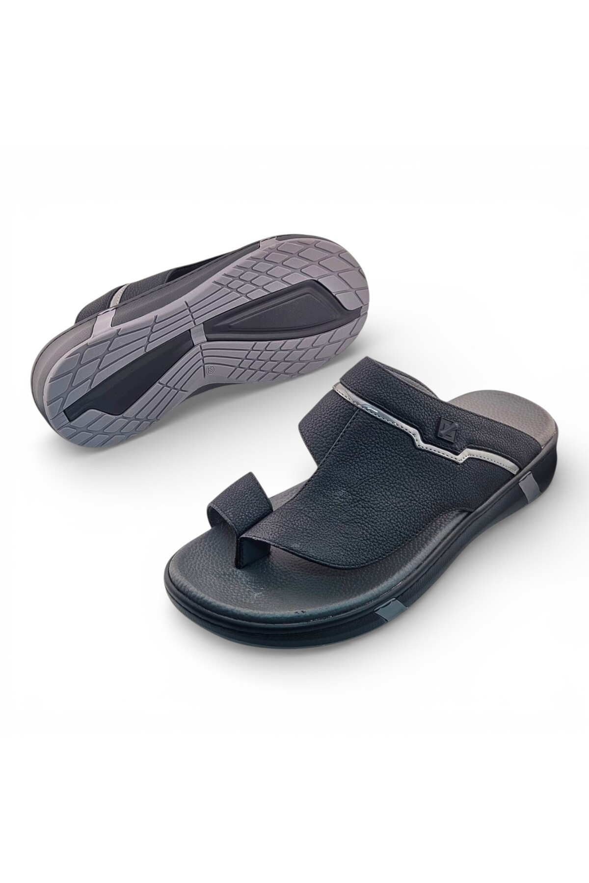 Men Black Leather Comfort Sandals