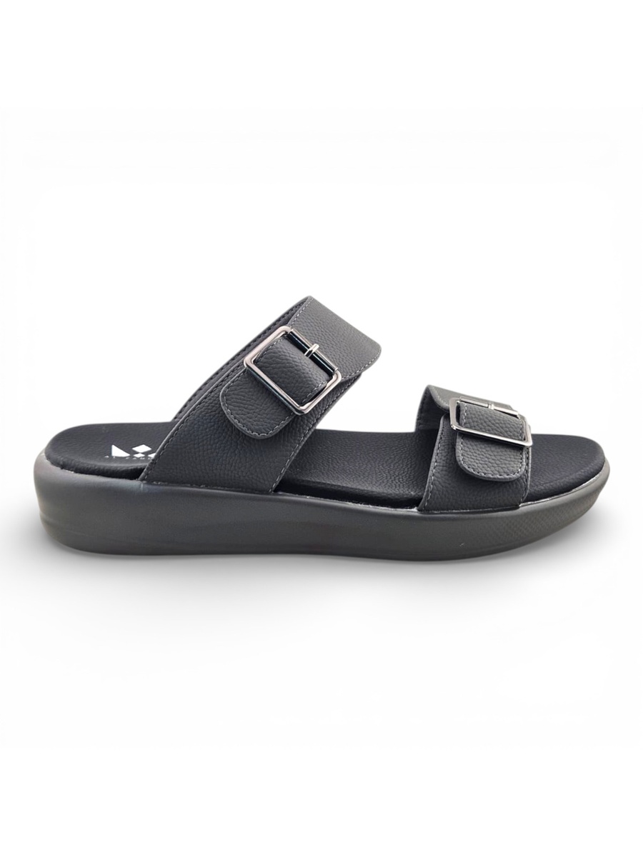 Men Grey Comfort Sandals with Adjustable Buckles